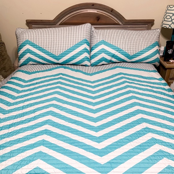 Colormate Bedding Colormate Reversible King Coverlet Grayturquoise Poshmark
